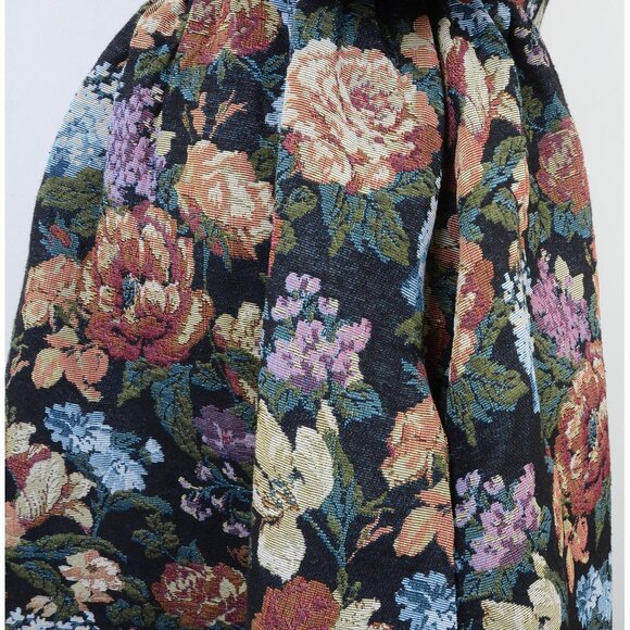 BOHME LaRuth Floral Brocade Short Puff Sleeves Pockets Smocked Mini Dress Size L - Picture 9 of 16